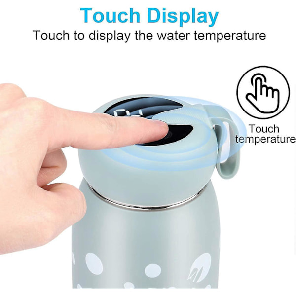 Børnevandflaske, 320 ml rustfri stål termokande med LED-temperaturdisplay, BPA-fri smart termokop til rejser, skole og udendørs brug