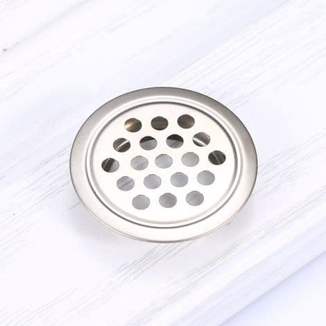 Ventilasjonsgitter i rustfritt stål, 25 mm diameter, 1 rundt nett i rustfritt stål, egnet for kjøkkenskapventiler