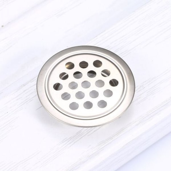 Ventilationsrist i rustfrit stål, 25 mm diameter, 1 rund net i rustfrit stål, velegnet til køkkenskabsventiler