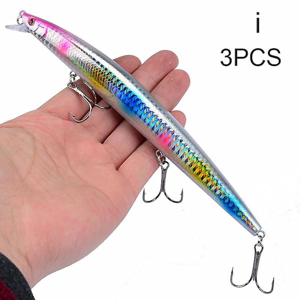 3 kpl Kalastusvieheitä 18cm/24g Rannikkokalastukseen Suuria Kovia Minnow-vieheitä Antioksidanttikoukuilla