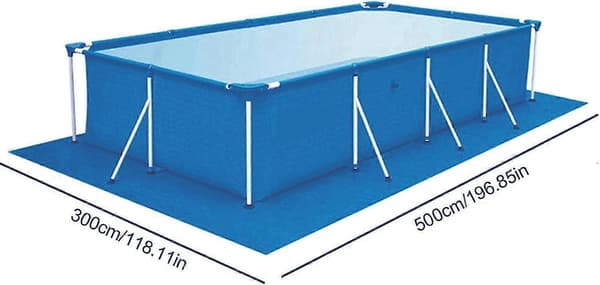 Poolgolvmatta, 500x300CM ovan mark poolmatta, hopfällbar rektangulär vattentät poolgolvmatta, poolgolvskydd