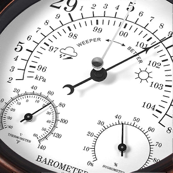 3 i 1 Barometer Termometer Hygrometer Atmosfærisk Trykmåler Udendørs Vejrstation Fugtighed