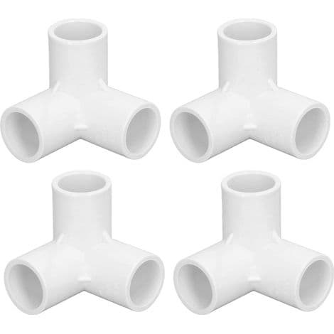 10 stycken 3-grenad PVC-vinkel, vit rätvinklig koppling, 20 mm diameter för rörinstallation