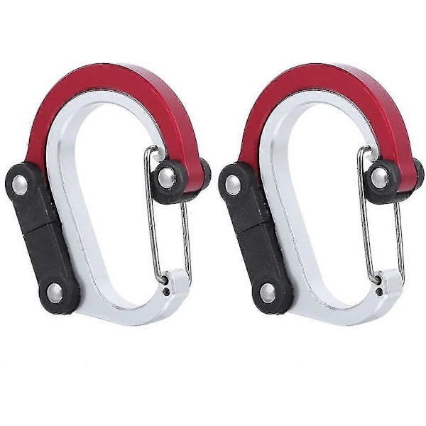 Aluminiumlegering Spänne Ring Multifunktionell Snabbhängande Extern Spänne Utomhusresor Med D-typ Spänne Ring (röd) (2st)