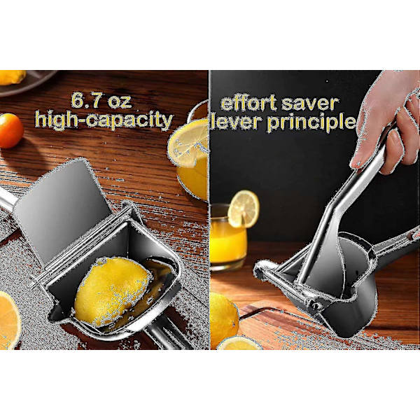 Ægte citronpresser i rustfrit stål, manuel citruspresser, kraftig manuel presning