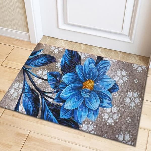Entrémattor 50x80cm Grå Blå Blommönster Halkfri Modern Stil Inomhus Sovrum Vardagsrum Kök