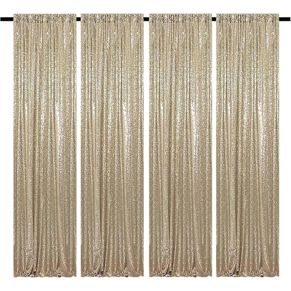 Tcbesto Champagne Gold Sequin Taustakangas Verho 2ft X 8ft 4 Paneelia Champagne Kimaltelevat Verhot Tausta Glitter Valokuvaus Tausta Tausta Kangas S