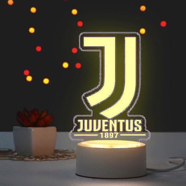 Juventus Fodbold Natlys Kreativ Fan Dekoration Fodboldklub Omkring Ornament Fødselsdagsgave