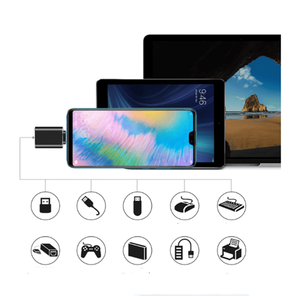 USB-C–USB 3.1 -sovitin, musta