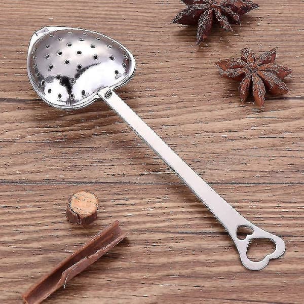 Rustfrit Stål Te-si Strainer Langt Greb Infuser Hjerteformet Te-infuser - 10 Stykker