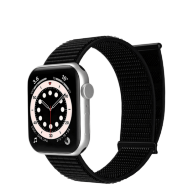 Nylon Loop Rem Kompatibel med Apple iWatch 38/40/41mm og 42/44/45/49mm med Justerbar Velcro Sort S