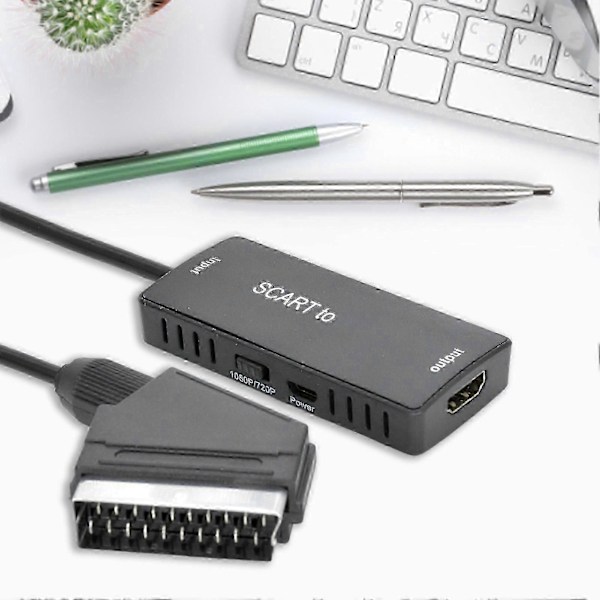 Videoadapter Rask Hastighet Barrierefri Overføring Profesjonell SCART til HDMI-kompatibel Video Lyd Tilkoblingskabel Datatilbehør