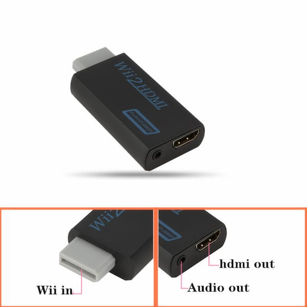 Wii til HDMI-adapter, 1080p Full-HD Nintendo Hvit