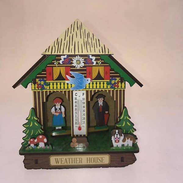 Väderhus Trä Chalet Barometer Termometer Och Hygrometer Heminredning Vägg Hängande Ornament