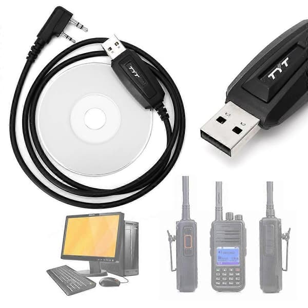 USB-programmeringskabel + programvare-CD for TYT MD-380 toveis walkie-talkie radio