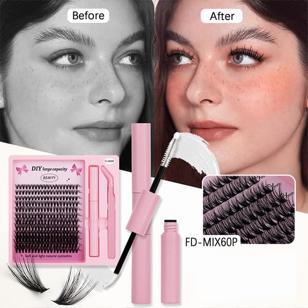 False Eyelash Set (240 Clusters) - Natural Look, Reusable, DIY Application Model 2