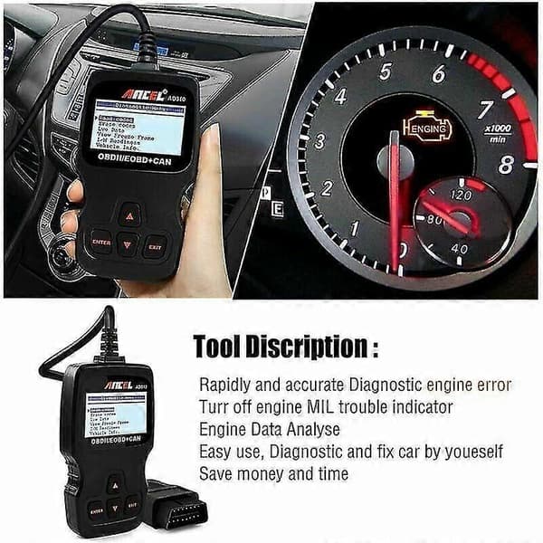 Ancel AD310 Motor Diagnostisk Skanneverktøy Bilkode Leser OBD2 Skanner Bil