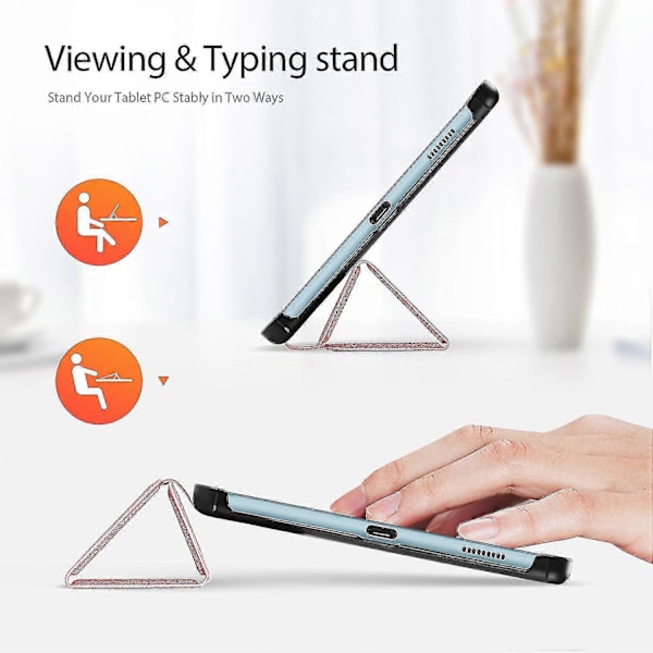Fodral för Samsung Galaxy Tab S6 Lite Ultratunt Smart Cover-fodral med pennhållare Auto Wake Up Rosa