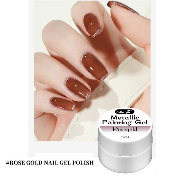 Metallisk Målad UV Gel Nagellack, 3 Färger 3D Nagelkonst Kreativ Elastisk Metallisk Målad Lim Soak Off Nagellack DIY Guld Silver Roséguld