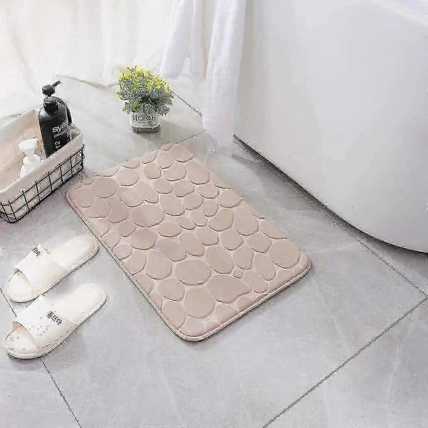 Unik Badeværelsesmåtte i Memory Foam, Pebbel Badeværelsestæppe, Super Absorberende Badeværelsesmåtte, Badeværelsestæppe