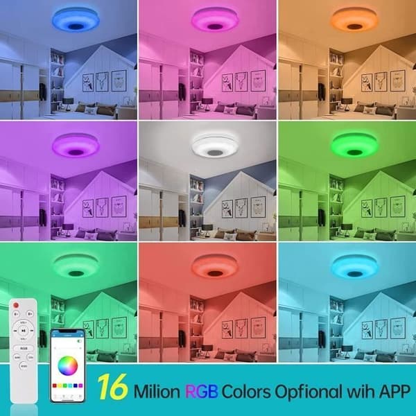LED Taklampe - 36W - Bluetooth - Fjernkontroll og App-kontroll