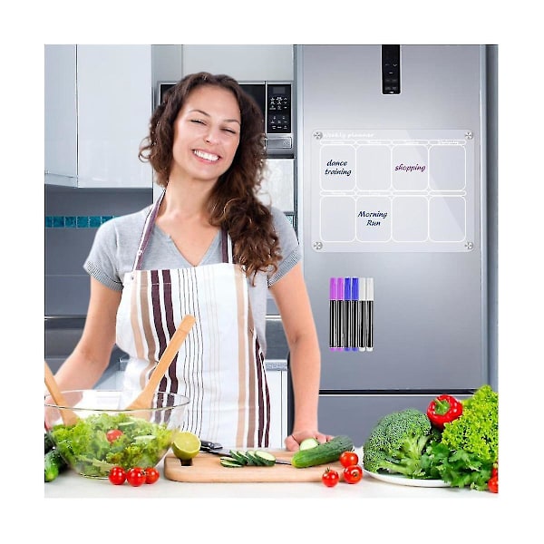 Tør Af Kalender Magnetisk Tavle Køleskabskalender Akryl Whiteboard Ugentlig Planlægger Transparent Magnetisk Slet Magnetisk A