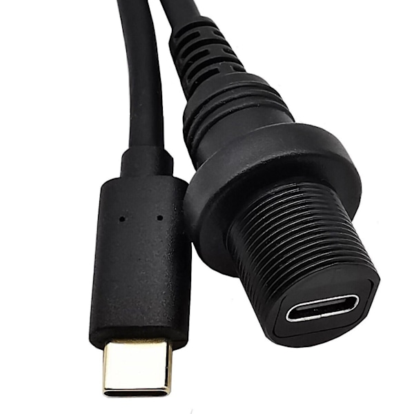 Usb 3.1 Type-c C Han til Hun Flush Panelmontering Forlænger Vandtæt Kabel Bil