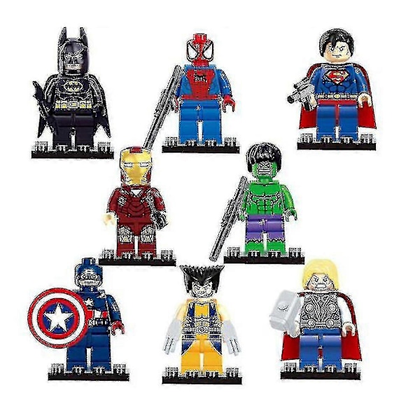 8 stk/sett Marvel Avengers Superhelt Mini Figurer Byggeklosser Minifigur Samlet Lekesett Fans Bursdagsgaver Z   -Sy