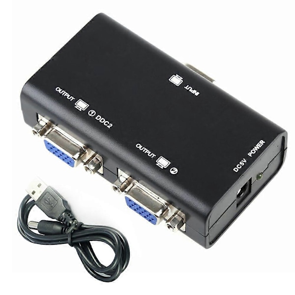 1 PC till 2 Skärmar 2 Portar VGA SVGA Video LCD Splitter Box Adapter för PC TV