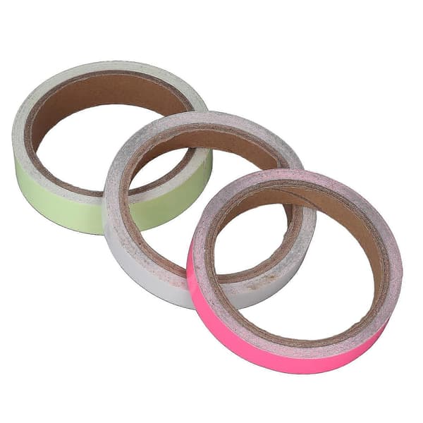 Självlysande Reflekterande Fluorescerande Tejp - 3 Förpackningar med 5 meter Grön Blå Rosa - 1 cm Scen Natt Varningstejp
