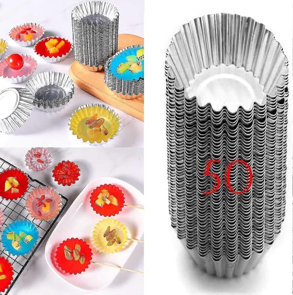 50-pack Tartformar för Bakning, Cupcake Kakmuffinsformar Plåt Bakverktyg Non-stick