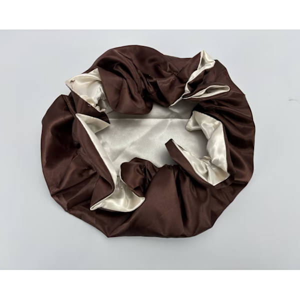 Double-layer shower cap for women, waterproof and reusable bathing cap coffee