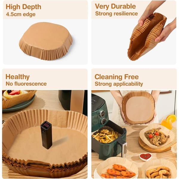 Airfryer bagepapir, 100 stk. 20 cm bagepapir til airfryer, non-stick engangsforingstilbehør