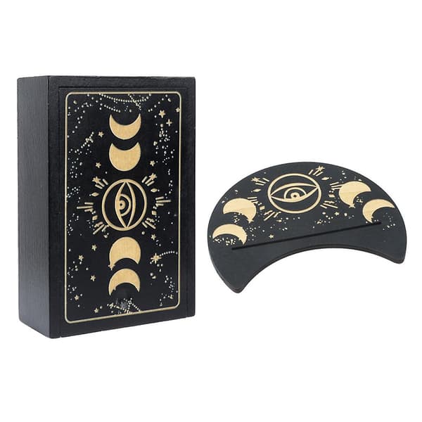 Antik Træ Tarotkortæske med Kortholder Fortune Telling Keepsake Æske