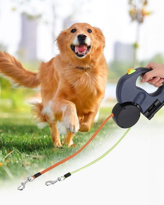 Infällbart dubbelkoppel - 3m - Slitstark nylon - Reflexgarn - Stötsäkert
