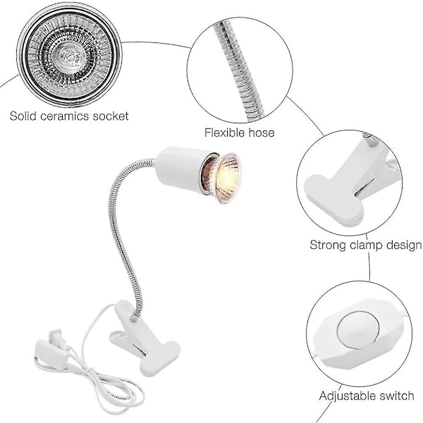 Varmelampe, Skildpaddevarmepære Varmeemitterende Lampe, 3 Uva Uvb Pærer 25w, 50w Og 75w, Og Vandtank Temperaturtester