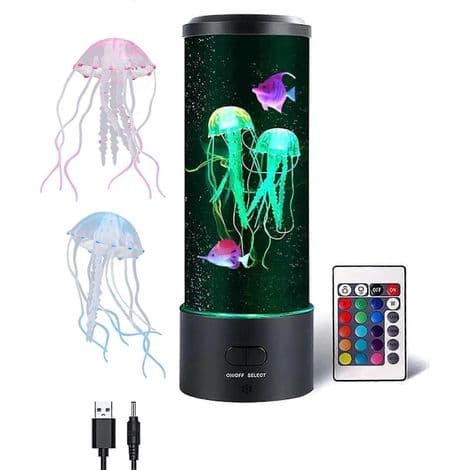 Manet LED Akvarielampa med skiftande ljuseffekter - Lugnande nattdekoration för sovrummet