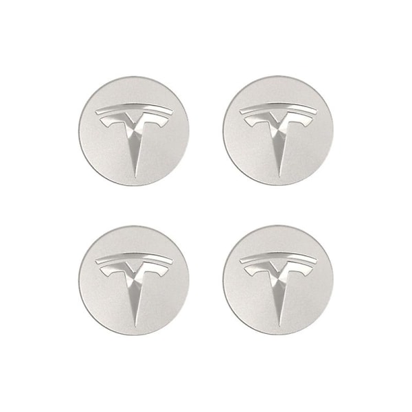 Velegnet til Tesla Tesla Model 3 Wheel Center Cover Logo - Rød Sølv Logo (fire Pack)