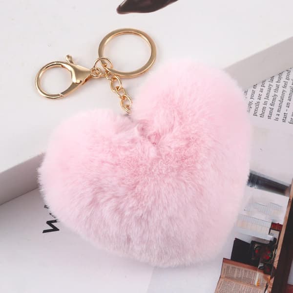 Plys Hjerte Nøglering Blød Fluffy Bil Nøglering STØRRELSE: Rød