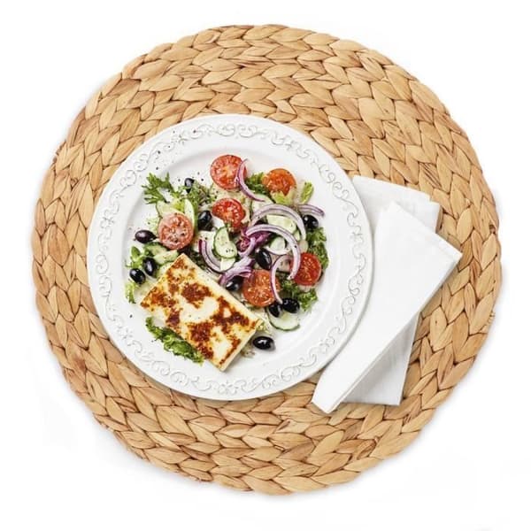 Pöytätablettisetti - 4 kpl - Luonnonkudottu kangas - Vesihyasintti - Pyöreä 30cm