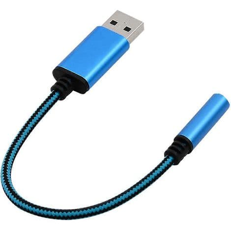 USB til 3,5 mm hunstik-kabel til AUX-hovedtelefoner - 0,2m/1m/20cm Blå