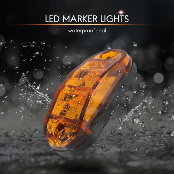 10X Gul LED 2.5 Tommer 2 Diode Lys Oval Klarering Tilhenger Lastebil Side Markeringslys