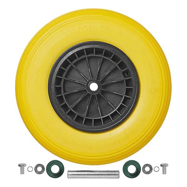 PU dæk med plastikfælg 16\" 4.00-8 inkl. aksel 20 mm