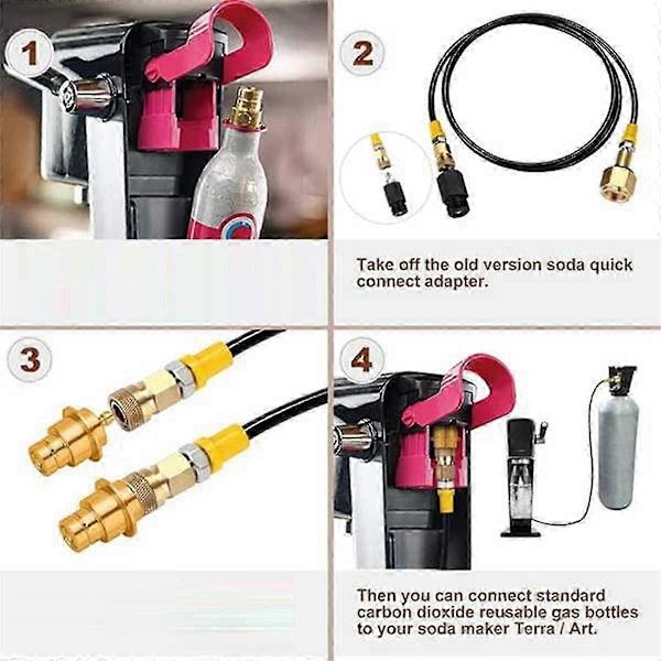 2 STK CO2 Hurtigadapter for Sodamaskin CO2 Sylinder Hurtigkobling for Kullsyremaskin