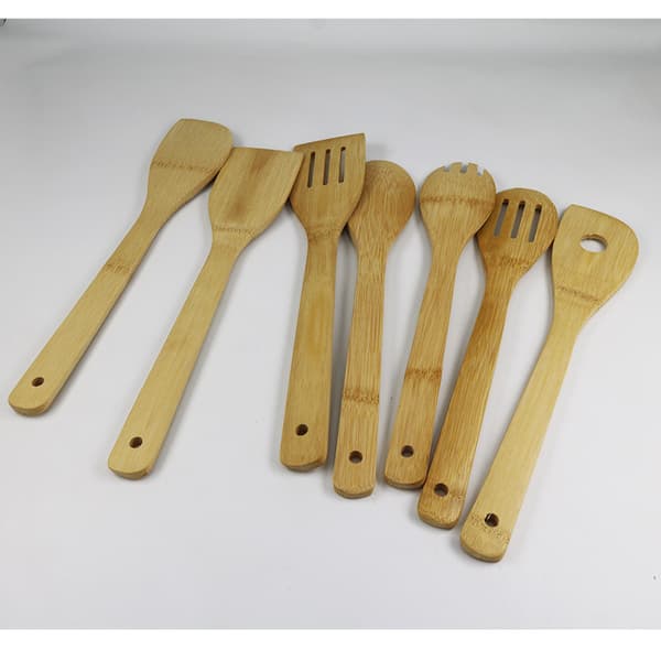 Köksredskapsset i bambu - 8 delar - Sked och spatel - Hållbart - 30 x 6 cm - Stekspatelset