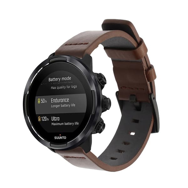 24 mm læderrem til Suunto 9 & Fossil Smartwatch kaffe