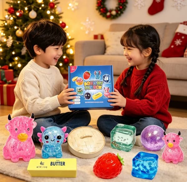 8-delad Malt Sugar Squishy Box – Blå (Långsamt stigande, Söt, Stresslindrande leksak)
