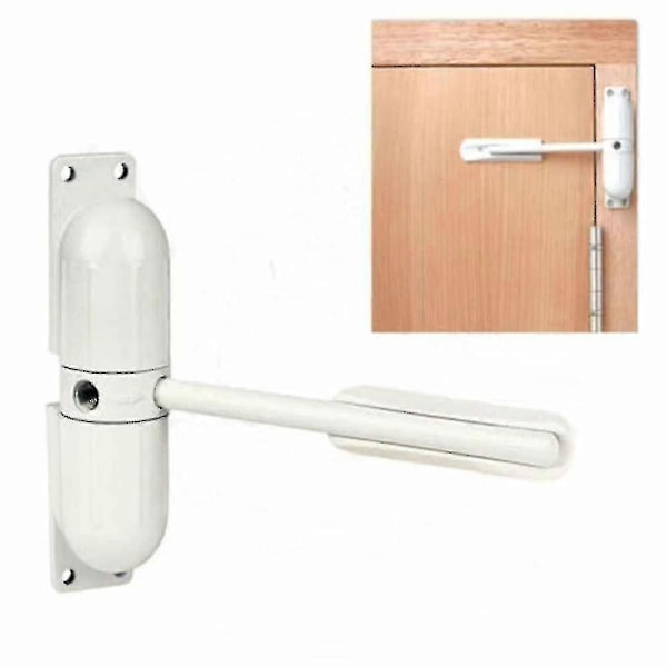 Justerbar Automatisk Fjäderdörrstängare i Vit Zink-Legering, 20-70 kg, Ytmonterad