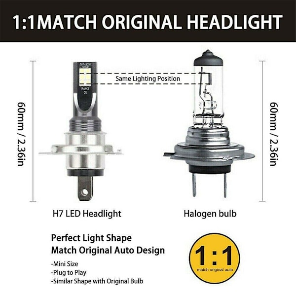 H7 LED Strålkastar Konvertering 110W 30000LM 6000K Fel Fria Canbus Lampor Dimljus
