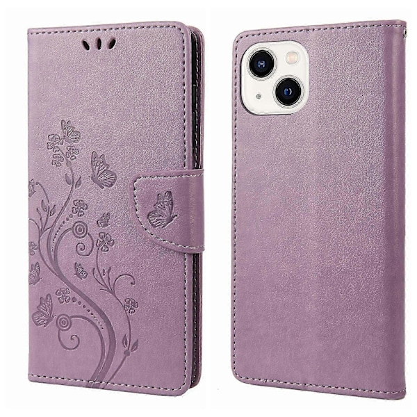 Butterfly Flower PU-deksel til iPhone 14